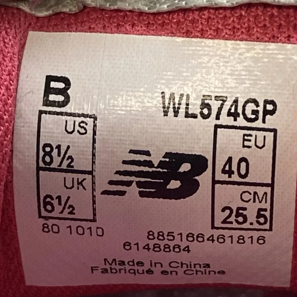 New Balance Sneakers 8.5 B Womens 574 WL574GP Gray Running Athletic Gym Shoes